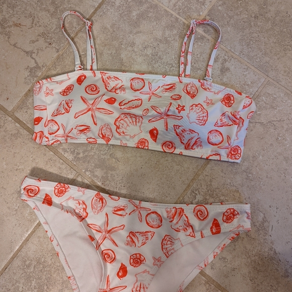 Primark UK Orange Red and White Seashell Bikini, NWT - Picture 3 of 11